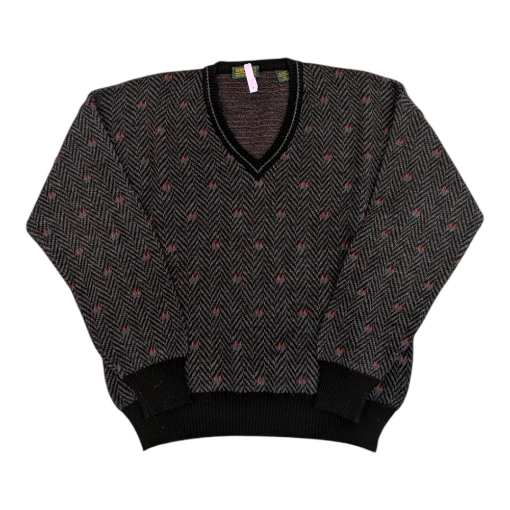 Vintage Robinson's Private Label Herringbone Sweater L Made in Italy Wool Blend